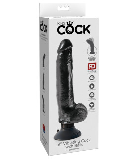 Вибратор с хребтом King Cock, 22.9 см х 4.6 см, реалистичный со съёмной присоской, черный - No Taboo