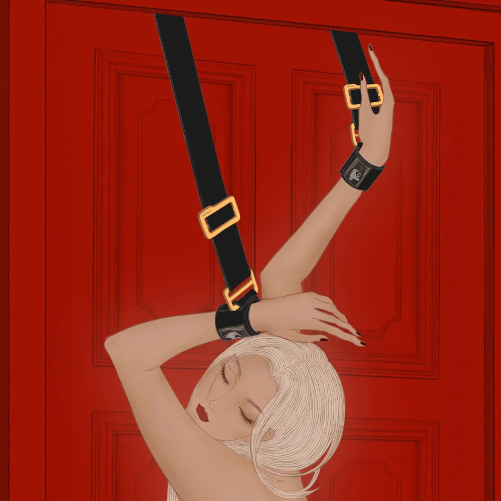  Дверные фиксаторы UPKO Over the Door Hand Restraintsдля фиксации запястий, черного цвета, фото №0 — секс шоп Украина, NO TABOO