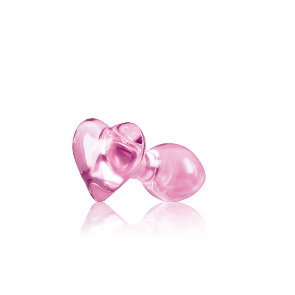 Анальная пробка из стекла, 3 см х 8.7 см, Crystal Heart с ограничителем в форме сердца, розовая фото №0 — секс игрушки: Украина, NO TABOO