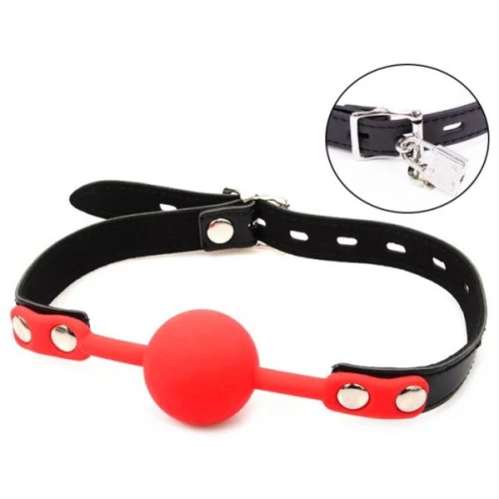 Кляп силиконовый с замком Silicone Ball Gag с замком, красный, 4 см, фото №0 — секс шоп Украина, NO TABOO