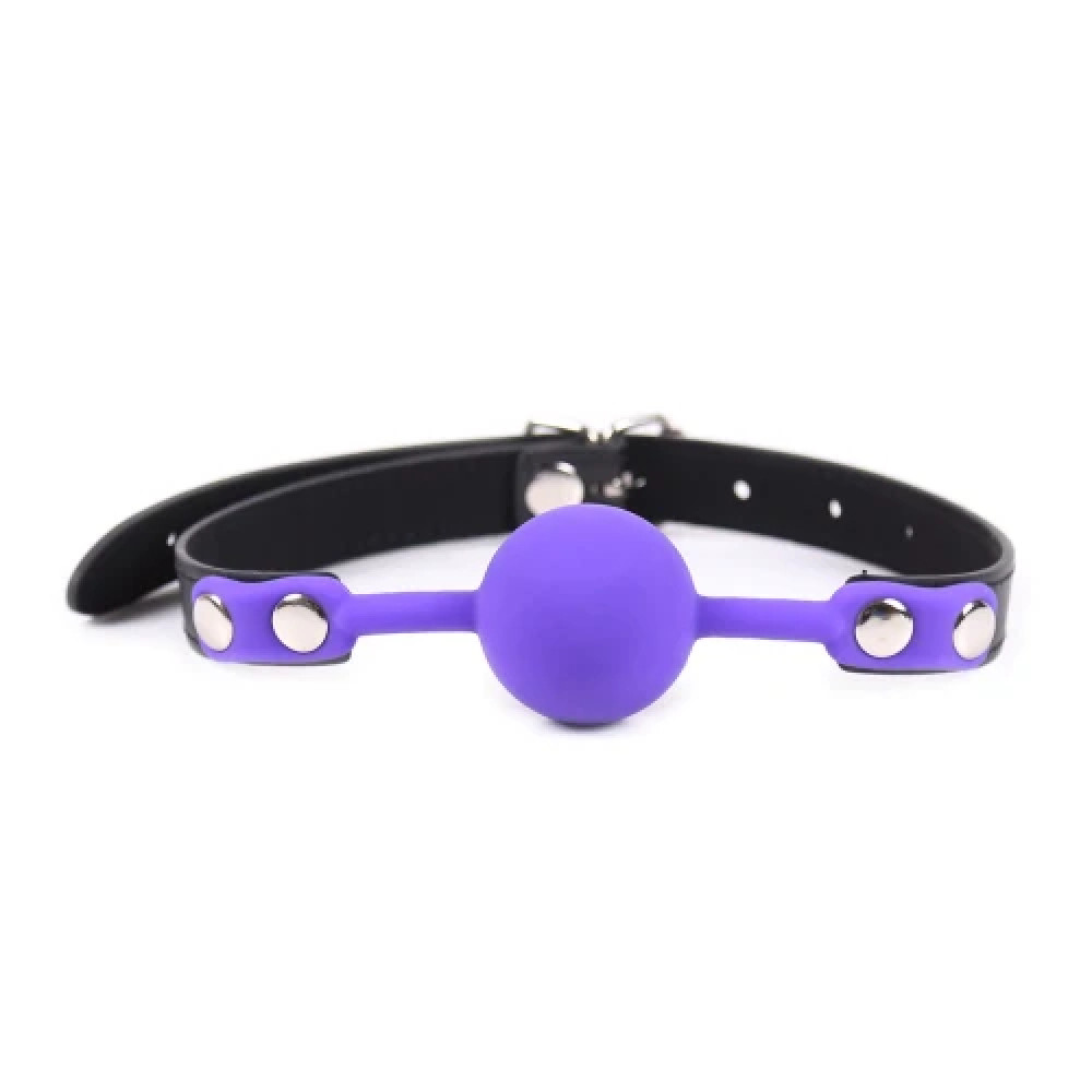 Кляп силиконовый Silicone Ball Gag Metal Accesso фиолетовый, 4 см, фото №0 — секс шоп Украина, NO TABOO