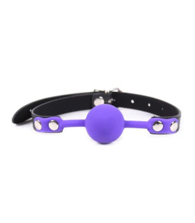 Кляп силиконовый Silicone Ball Gag Metal Accesso фиолетовый, 4 см - No Taboo