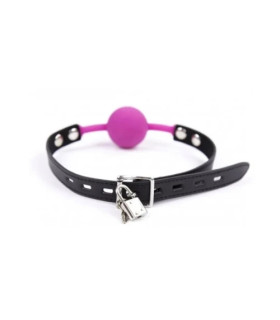 Кляп силиконовый с замком Silicone Ball Gag с замком, фиолетовый, 4 см - No Taboo