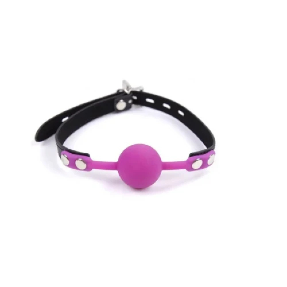 Кляп силиконовый с замком Silicone Ball Gag с замком, фиолетовый, 4 см, фото №0 — секс шоп Украина, NO TABOO