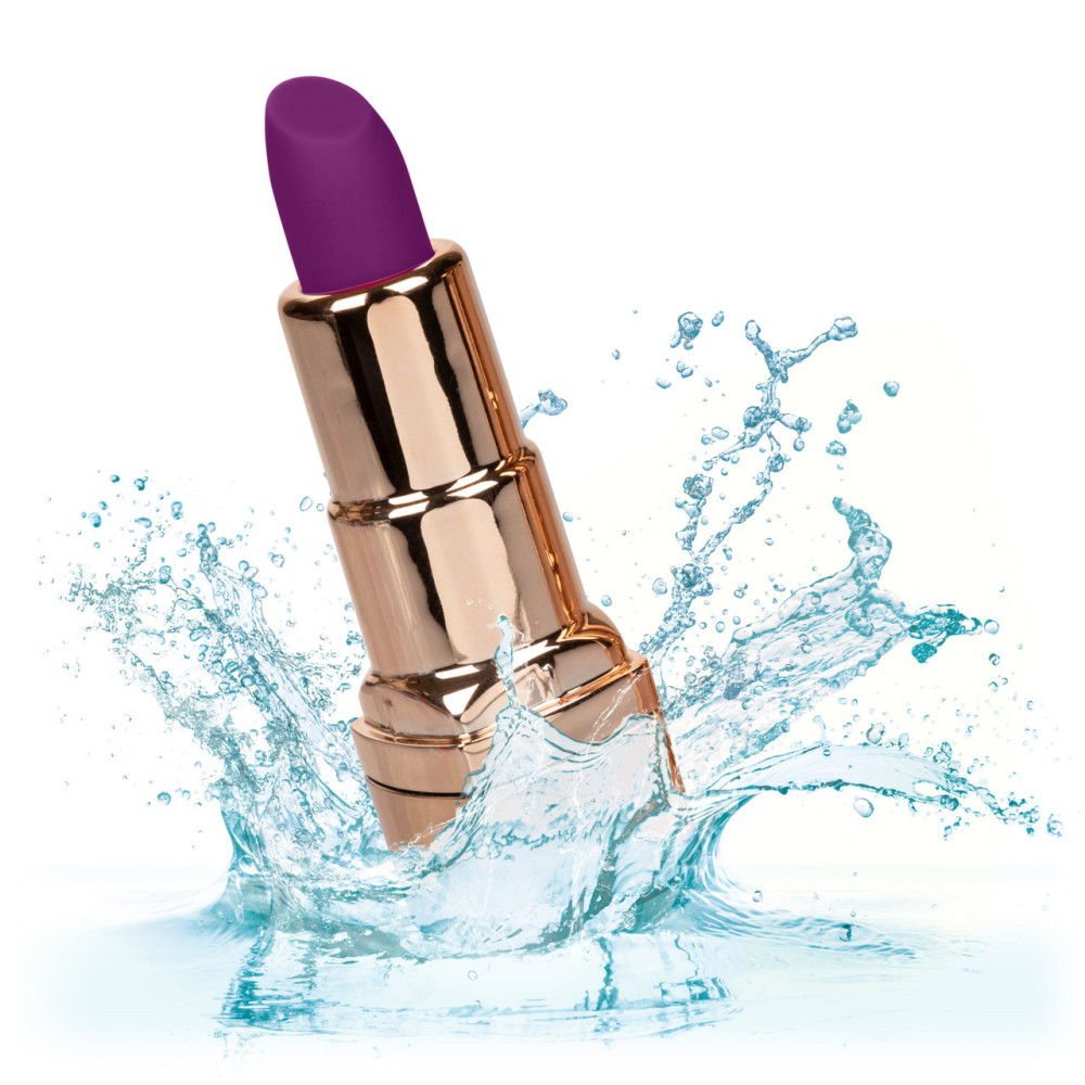 Вибратор в виде помады Bad Bitch Lipstick Vibrator, золотой корпус с фиолетовой помадой, 7.5 см х 1.25 см фото №9 — секс игрушки: Украина, NO TABOO