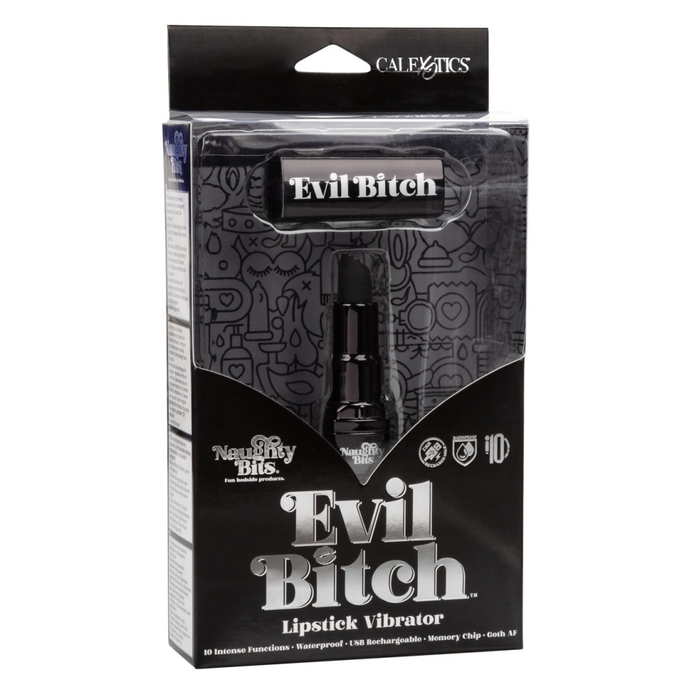 Вибратор-помада California Exotics Evil Bitch, черный, 7.5 см х 1.25 см фото №10 — секс игрушки: Украина, NO TABOO