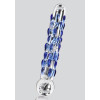 Фаллоимитатор стеклянный с рельефом Diamond Dazzler прозрачный с голубым, 18 см х 3.5 см фото №3 — секс игрушки: Украина, NO TABOO