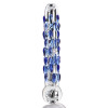 Фаллоимитатор стеклянный с рельефом Diamond Dazzler прозрачный с голубым, 18 см х 3.5 см фото №1 — секс игрушки: Украина, NO TABOO
