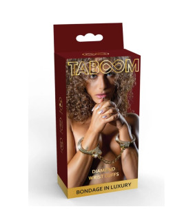 Наручники зі стразами Taboom Diamond Wrist Cuffs Gold з 2 ключами, золоті, 6.5 см - No Taboo