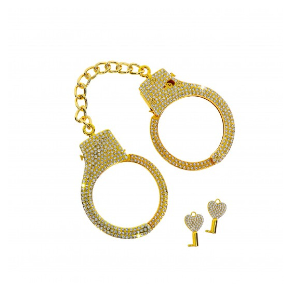 Наручники со стразами Taboom Diamond Wrist Cuffs Gold с 2 ключами, 6.5 см, фото №0 — секс шоп Украина, NO TABOO