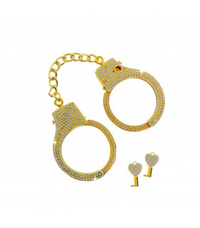 Наручники зі стразами Taboom Diamond Wrist Cuffs Gold з 2 ключами, золоті, 6.5 см - No Taboo