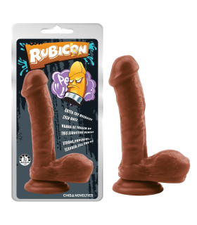 Фаллоимитатор реалистичный на присоске Chisa Rubicon с мошонкой, коричневый, 19 х 4.7 см - No Taboo