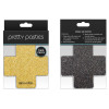 Наклейки на соски в форме Х Pretty Pasties Glitter Cross 2 пары, черные и золотые, 8 см, фото №1 — секс шоп Украина, NO TABOO