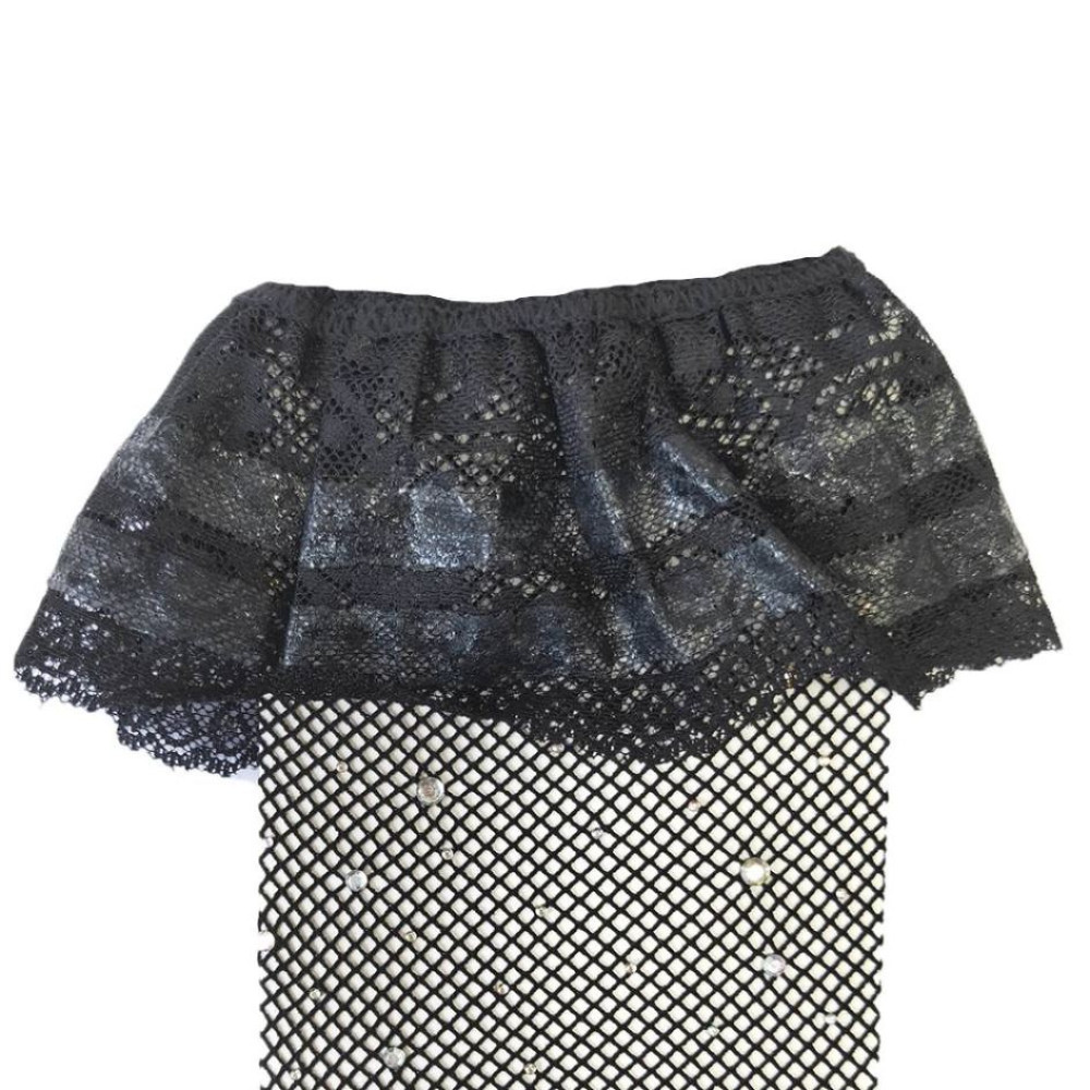 Панчохи еротичні зі стразами Star Night Mesh Stockings у сіточку з силіконовою стрічкою, чорні, OS, фото №4 — секс шоп Україна, NO TABOO