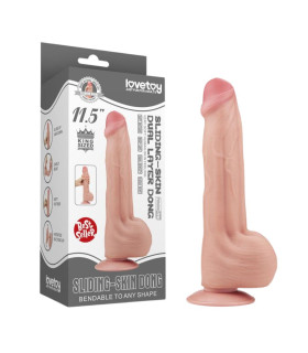  Фаллоимитатор реалистичный большой Lovetoy Sliding-Skin Dual Layer Dong 11.5 бежевый, 29 х 5.4 см - No Taboo