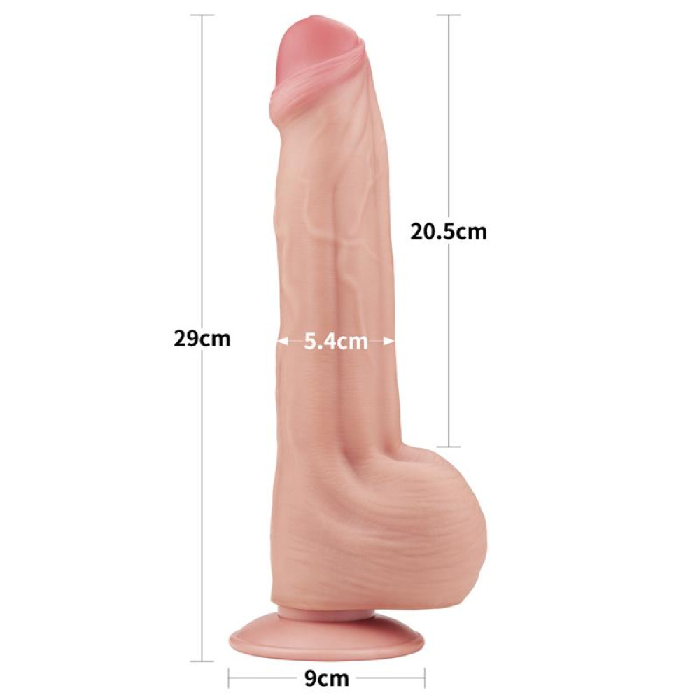  Фаллоимитатор реалистичный большой Lovetoy Sliding-Skin Dual Layer Dong 11.5 бежевый, 29 х 5.4 см фото №3 — секс игрушки: Украина, NO TABOO