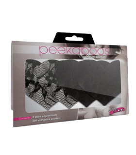  Наклейки на соски у формі сердечок Peekaboo Pasties Satin And Lace Hearts чорні, 2 пари - No Taboo