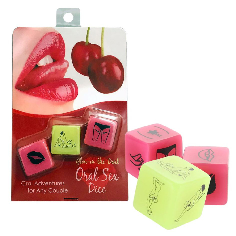 Кубики светящиеся в темноте Kheper Games GLOW-IN-THE-DARK ORAL SEX DICE для игры, 2.4 см, фото №0 — секс шоп Украина, NO TABOO