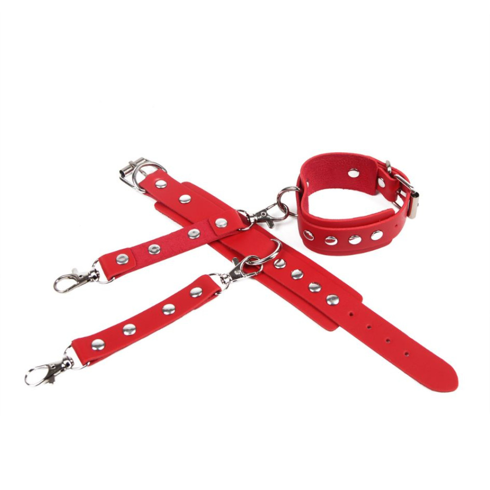 Гартеры на талию и бедра с наручниками Star Night Sexy Bondage из экокожи, красные, One Size, фото №4 — секс шоп Украина, NO TABOO