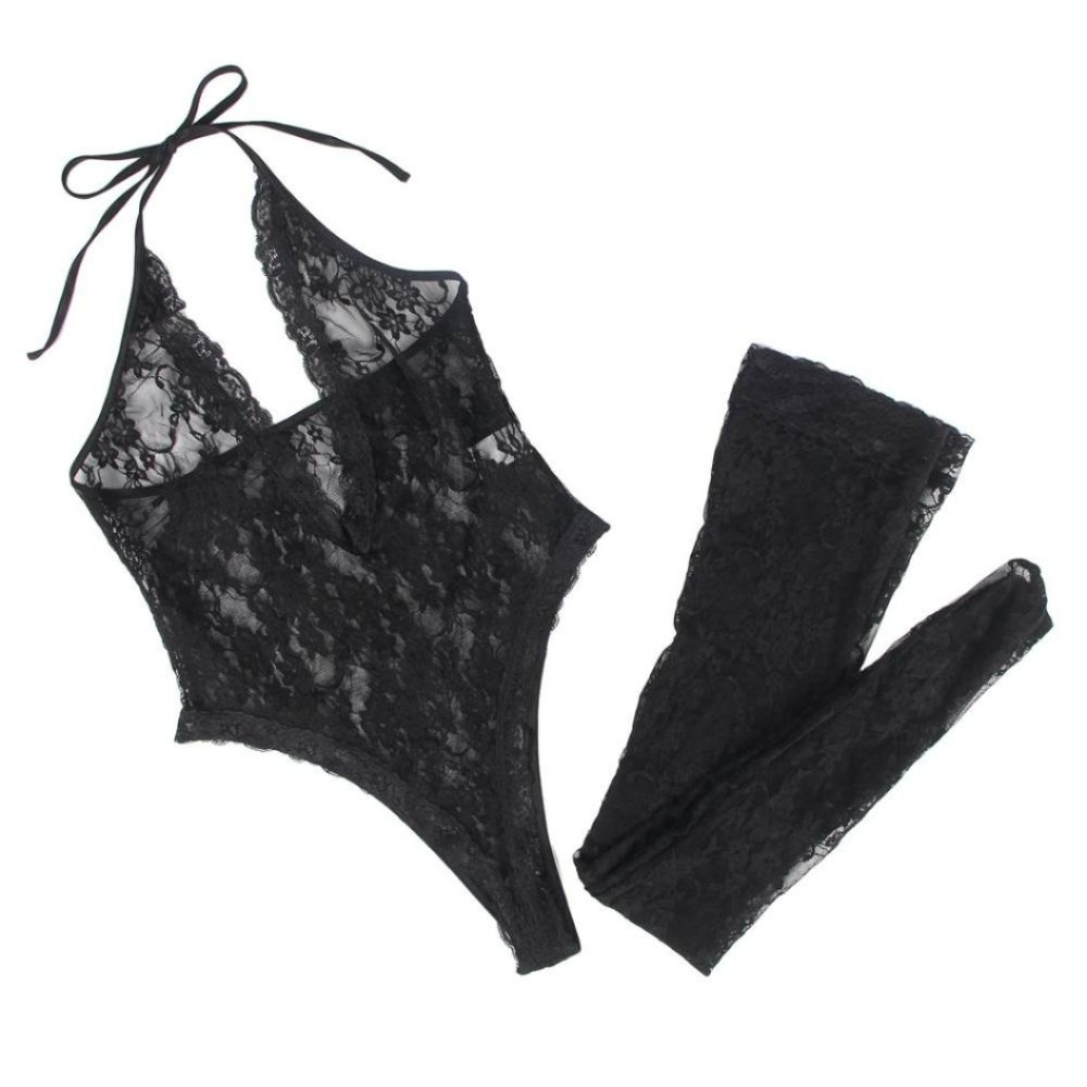Комплект боди и чулки Star Night Sexy Lace из кружева, черный, XS-S, фото №7 — секс шоп Украина, NO TABOO