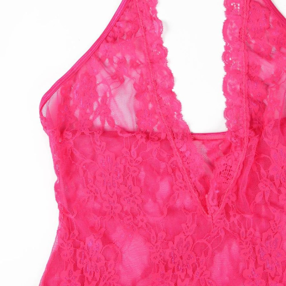 Комплект боди и чулки Star Night Sexy Lace из кружева, розовый, XS-S, фото №4 — секс шоп Украина, NO TABOO