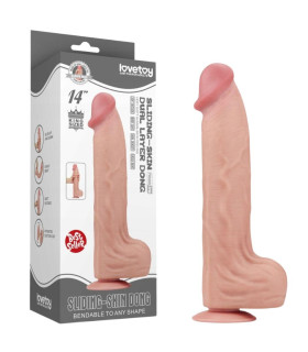 Фалоімітатор реалістичний гігант Lovetoy Sliding-Skin Dual Layer Dong 14 бежевий, 36 х 6.6 см - No Taboo