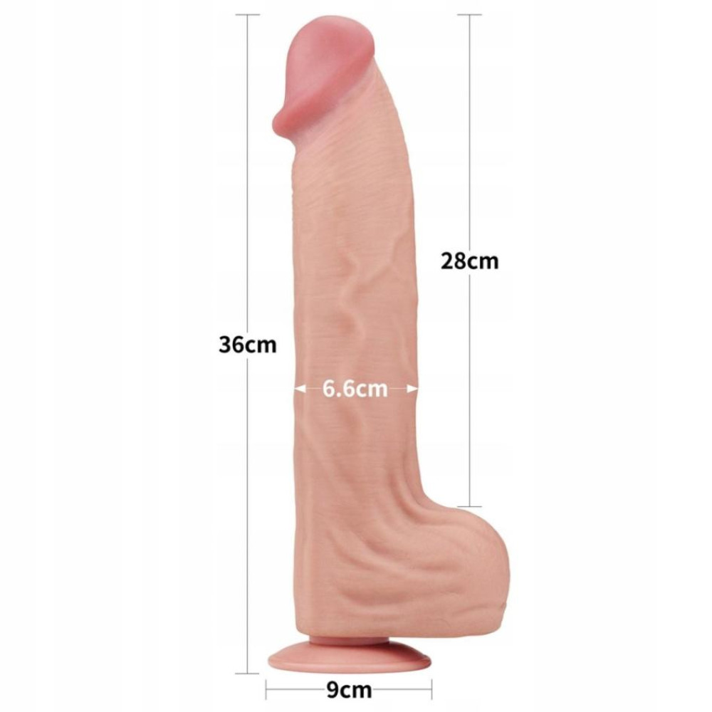Фаллоимитатор реалистичный гигант Lovetoy Sliding-Skin Dual Layer Dong 14 бежевый, 36 х 6.6 см фото №3 — секс игрушки: Украина, NO TABOO