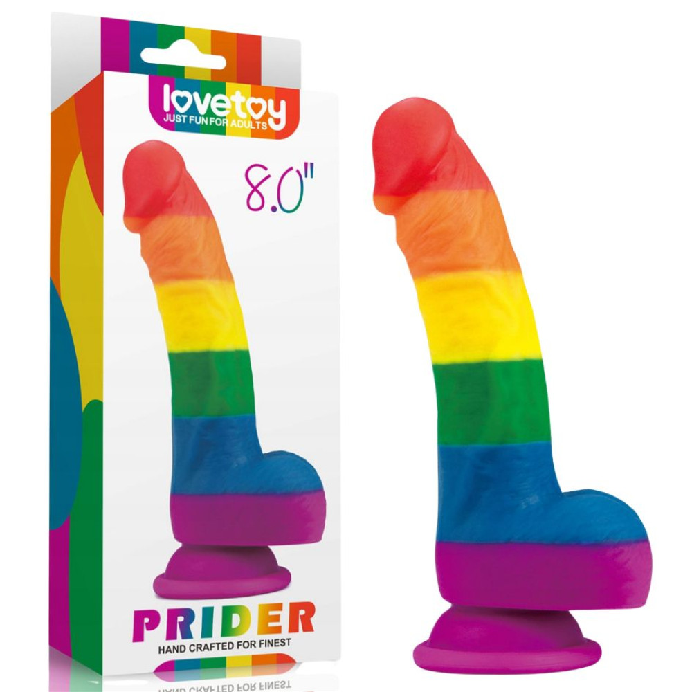 Фаллоимитатор на присоске Lovetoy Prider Dildo 8 разноцветный, 20.5 см х 4 см фото №0 — секс игрушки: Украина, NO TABOO
