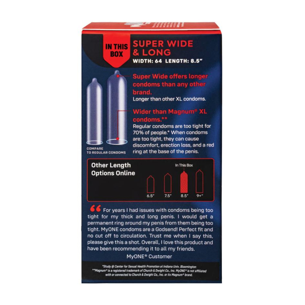 Презервативы большые MyONE Super Wide & Long 64L, 10 шт, фото №2 — секс шоп Украина, NO TABOO