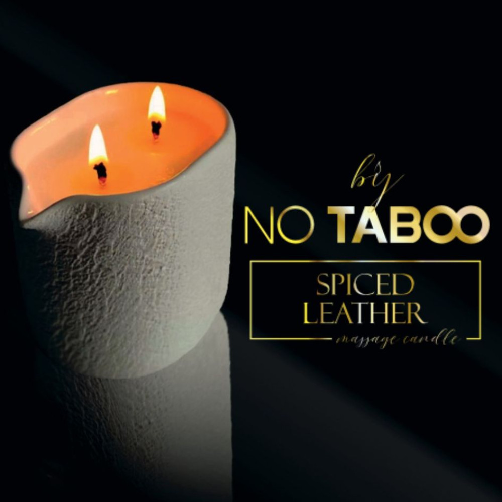 Массажная свеча, 140 мл, NO TABOO Spiced Leather кожа + амбра + мускатный орех, фото №3 — секс шоп Украина, NO TABOO