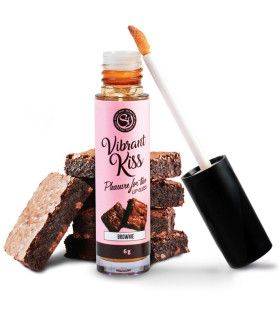 Блеск для губ с вибрацией Secret Play Vibrant Kiss Brownie со вкусом, для орального секса, 6 г - No Taboo
