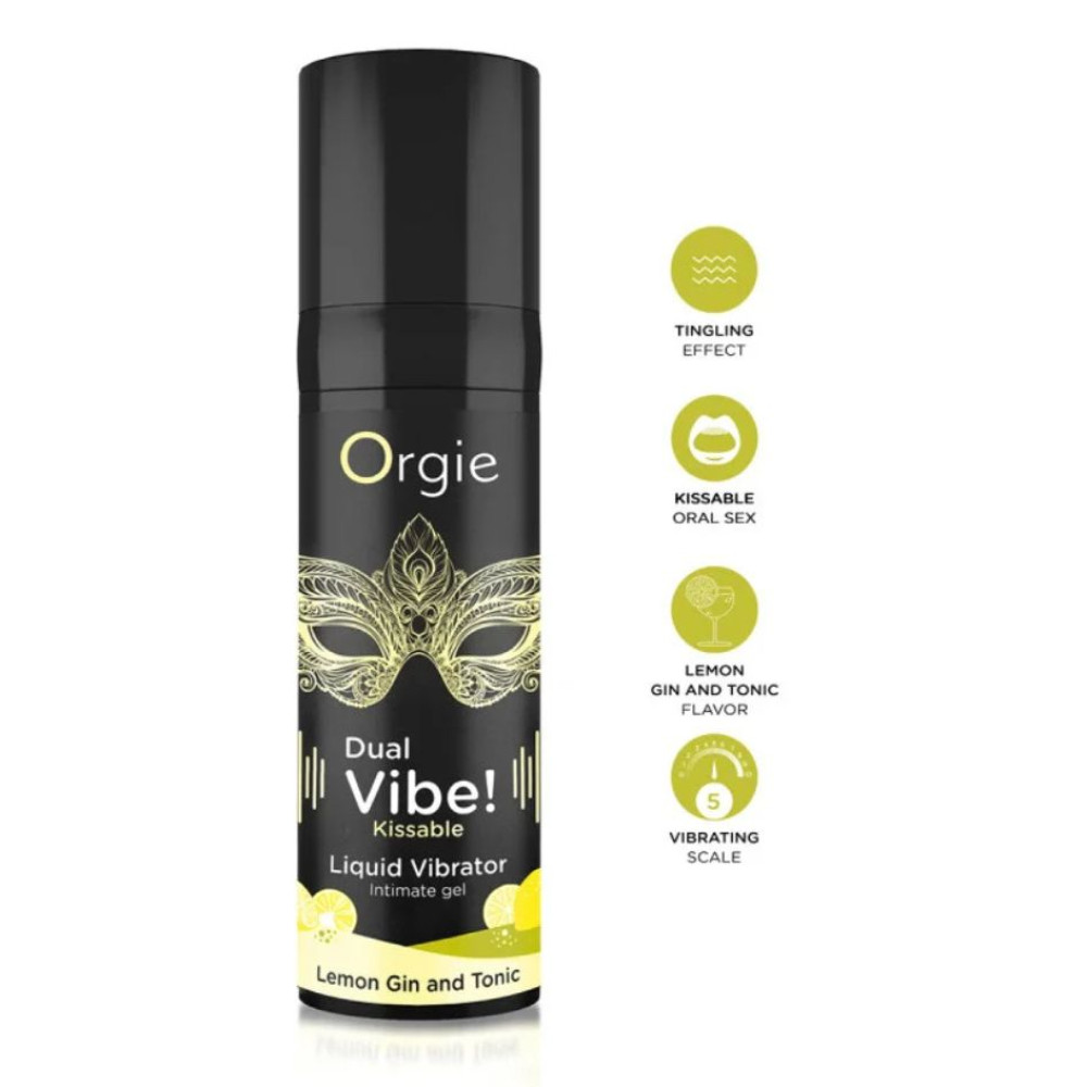Жидкий вибратор Orgie Dual Vibe! Lemon Gin And Tonic джин-тоник лимон, 15 мл, фото №4 — секс шоп Украина, NO TABOO