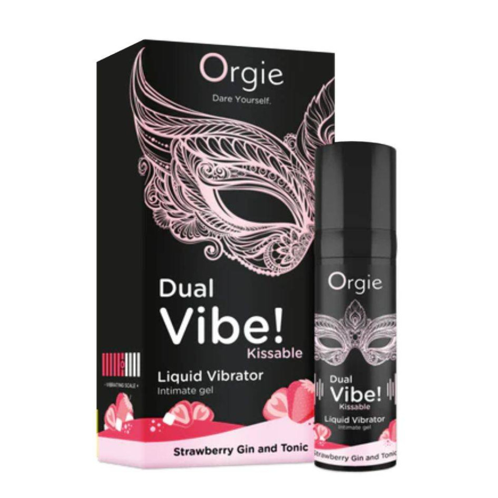 Жидкий вибратор Orgie Dual Vibe! Strawberry Gin And Tonic джин-тоник клубника, 15 мл, фото №0 — секс шоп Украина, NO TABOO