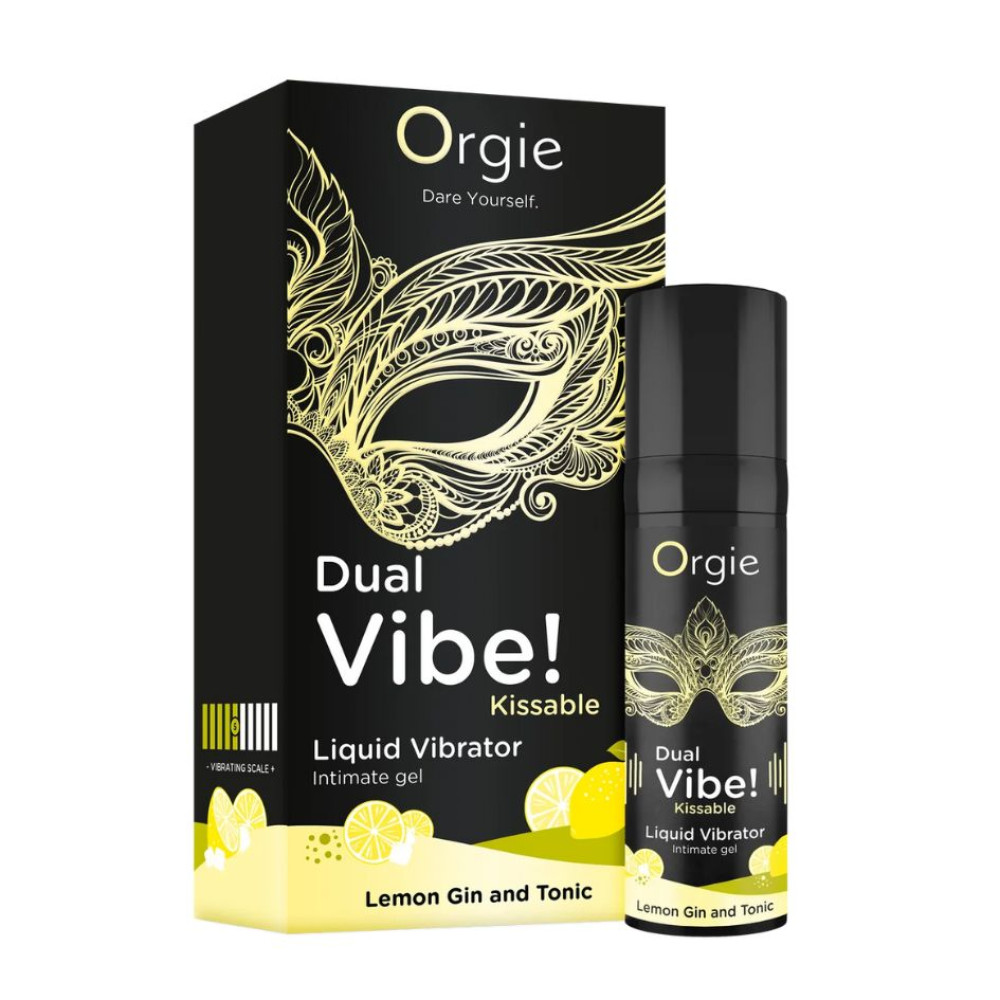 Жидкий вибратор Orgie Dual Vibe! Lemon Gin And Tonic джин-тоник лимон, 15 мл, фото №0 — секс шоп Украина, NO TABOO