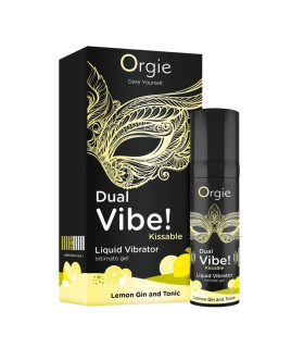 Жидкий вибратор Orgie Dual Vibe! Lemon Gin And Tonic джин-тоник лимон, 15 мл - No Taboo