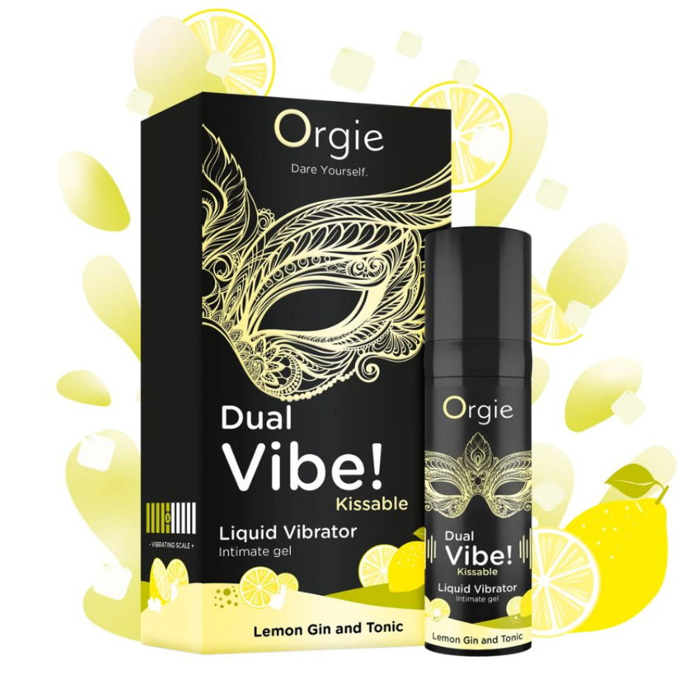 Жидкий вибратор Orgie Dual Vibe! Lemon Gin And Tonic джин-тоник лимон, 15 мл, фото №2 — секс шоп Украина, NO TABOO
