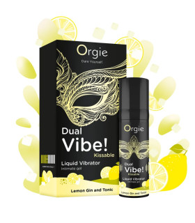 Жидкий вибратор Orgie Dual Vibe! Lemon Gin And Tonic джин-тоник лимон, 15 мл - No Taboo