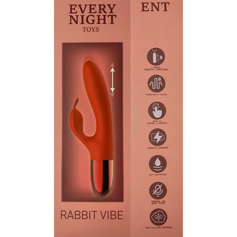 Вибратор-кролик с поступательными движениями Every Night Toys для точки G красный, 21 х 3.4 см фото №6 — секс игрушки: Украина, NO TABOO