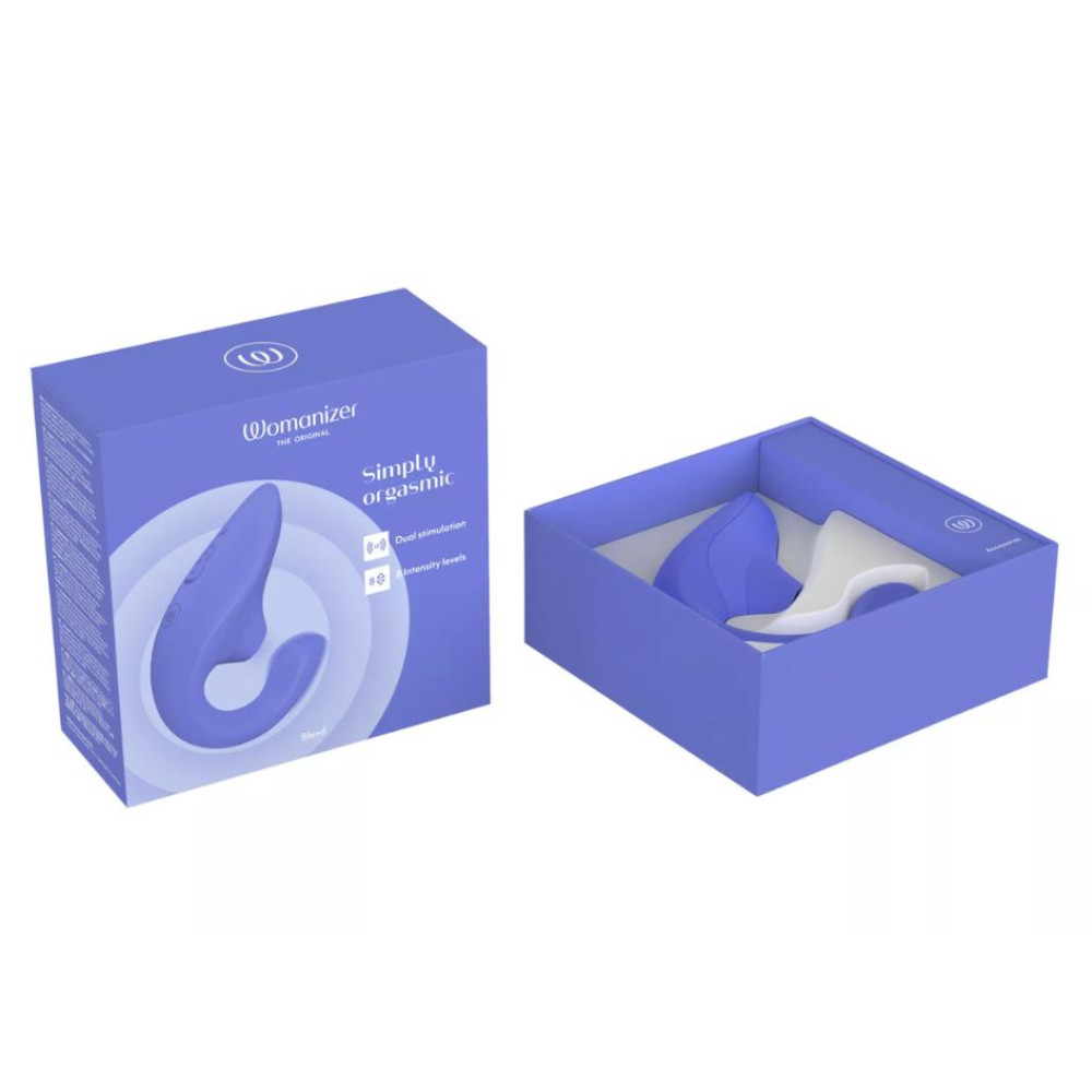 Вибратор-стимулятор двойной Womanizer Blend Vibrant Blue для точки G и клитора, вакуум и вибрация, голубой фото №7 — секс игрушки: Украина, NO TABOO