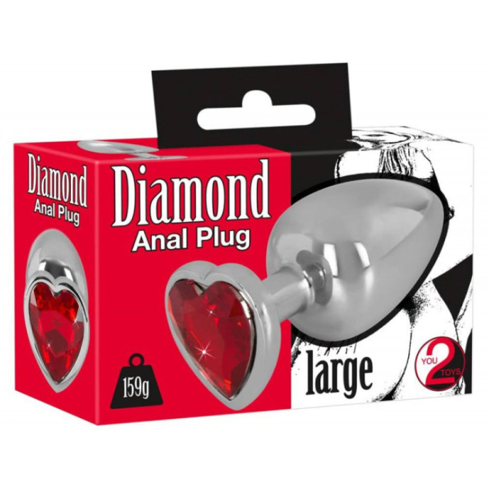 Анальная пробка с красным камнем-сердце You2Toys Diamond Butt Plug large, 9.4 см х 4.1 см фото №0 — секс игрушки: Украина, NO TABOO
