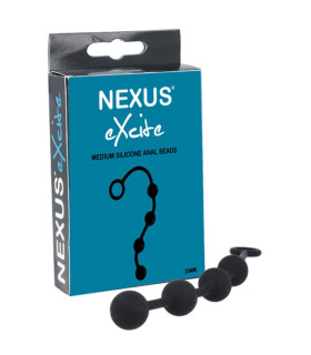 Анальные шарики M Excite Nexus, силиконовые, черные, 24 х 2.5 см - No Taboo