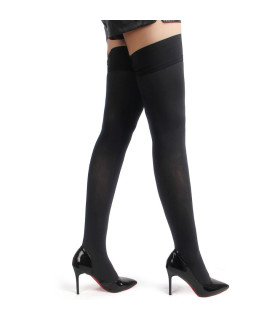 Чулки с бантами Star Night Stockings плотные, черные, OS (XS-L) - No Taboo