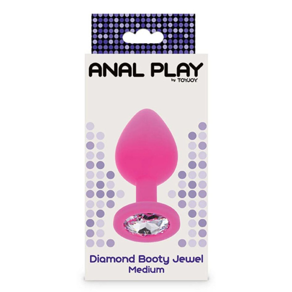 Анальная пробка Diamond Booty Jewel Medium с камнем, розовый, M фото №0 — секс игрушки: Украина, NO TABOO