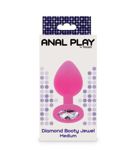 Анальная пробка Diamond Booty Jewel Medium с камнем, розовый, M - No Taboo