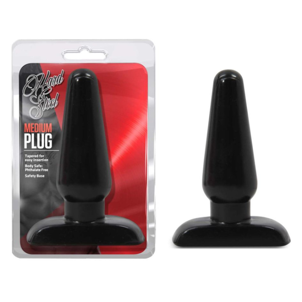 Анальная пробка черная HARD STEEL MEDIUM PLUG BLACK фото №0 — секс игрушки: Украина, NO TABOO