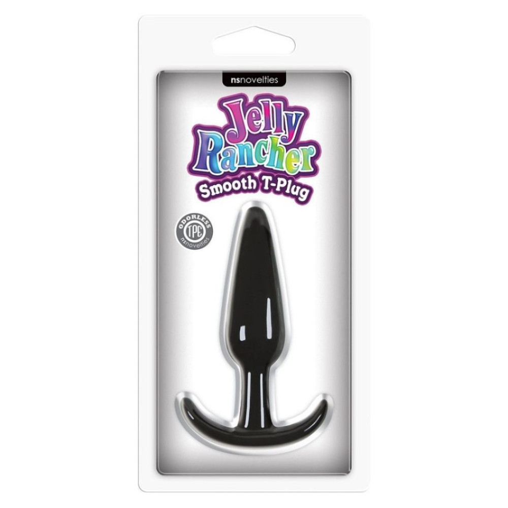 Анальная пробка Jelly Rancher Smooth T-Plug, черная, 11 х 2.5 см фото №0 — секс игрушки: Украина, NO TABOO