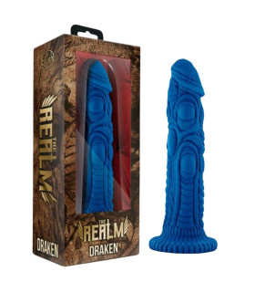 Насадка для страпона Blush Realm Draken рельєфная, синяя 19.9 х 5 см - No Taboo