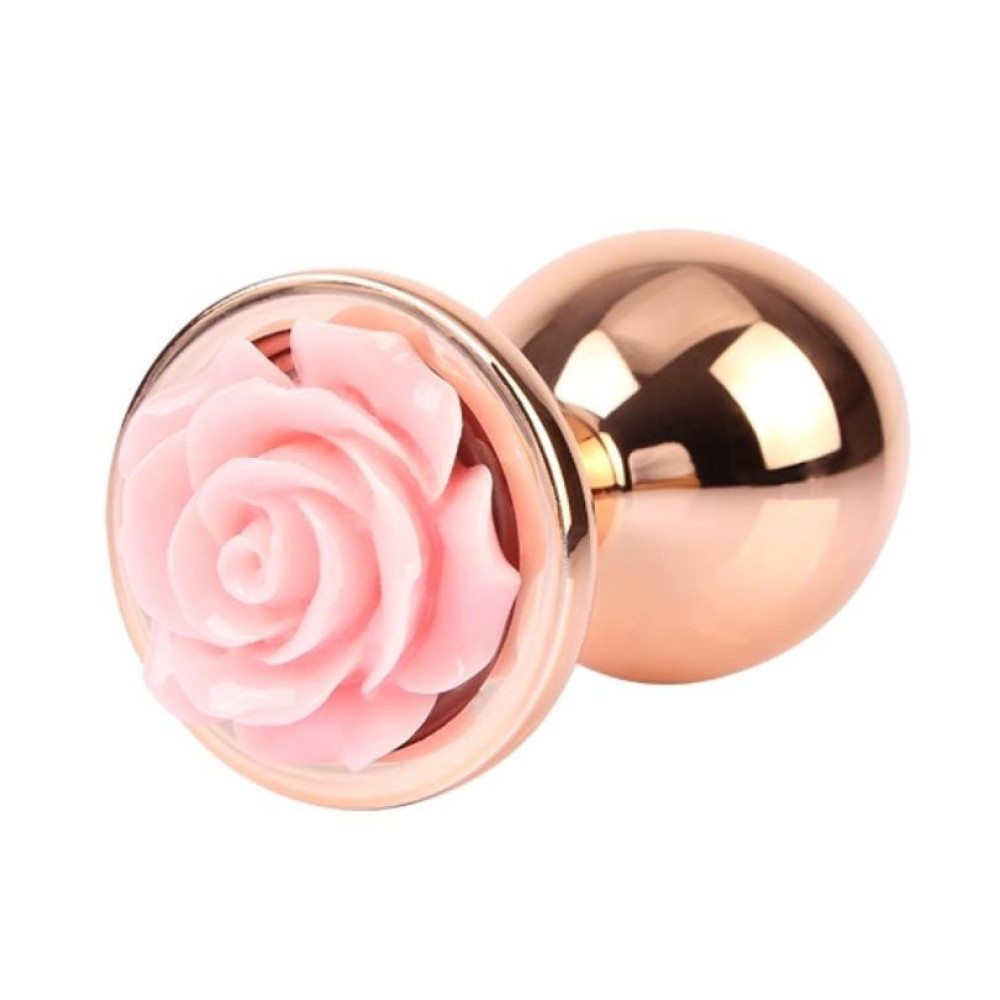 Анальная пробка с розой на стоппере M Spark Rose Chisa, металлическая, золотая, 9 х 3.3 см фото №2 — секс игрушки: Украина, NO TABOO