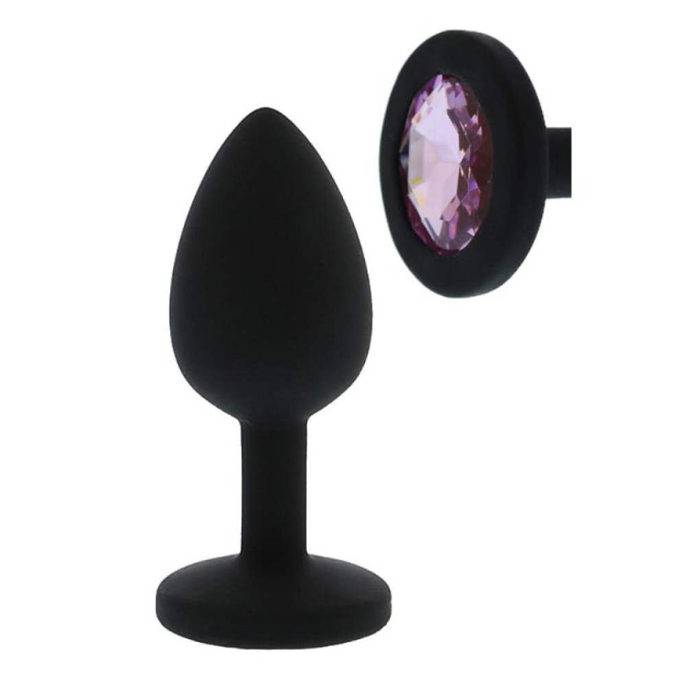 Анальная пробка Dreamtoys, S, All Time Favorites с фиолетовым камнем, силиконовая, черная, 7 х 2.8 см фото №2 — секс игрушки: Украина, NO TABOO