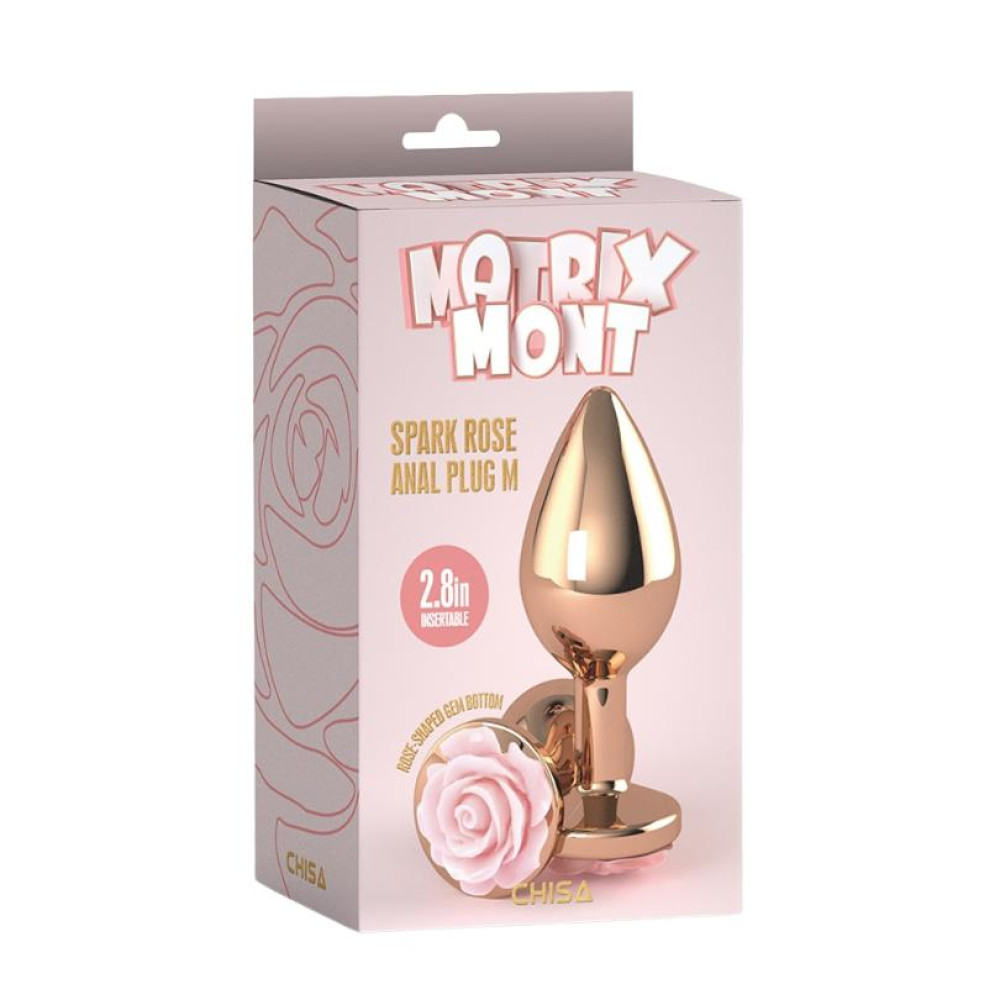 Анальная пробка с розой на стоппере M Spark Rose Chisa, металлическая, золотая, 9 х 3.3 см фото №0 — секс игрушки: Украина, NO TABOO